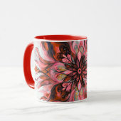 Rotes Aquarell-Blumenmandala Tasse (Vorderseite Links)