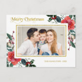 Rotes Aquarell Blütenwein Weihnachten Foto Postkarte (Vorderseite)