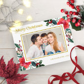 Rotes Aquarell Blütenwein Weihnachten Foto Postkarte