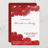 Rotes Aquarell elegantes Weihnachtsgeschenk-Party Einladung (Vorne/Hinten)