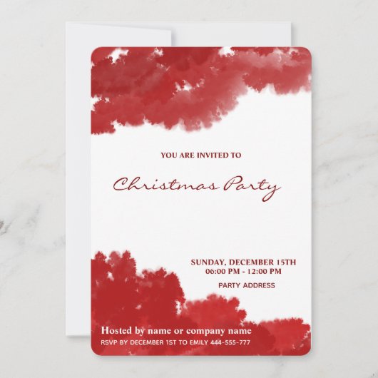 Rotes Aquarell elegantes Weihnachtsgeschenk-Party Einladung (Vorderseite)