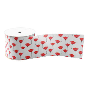 Rotes Aquarell-Mohnblumen-Muster Ripsband