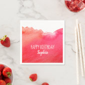 Rotes Aquarell niedlich Glückwunsch Geburtstag per Serviette (Beispiel)