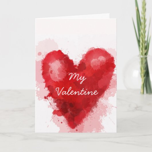 Rotes Aquarellherz Gothic Valentine Feiertagskarte (Vorderseite)