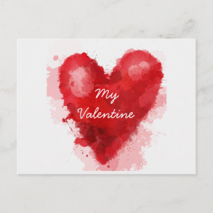 Rotes Aquarellherz Gothic Valentine Feiertagspostkarte