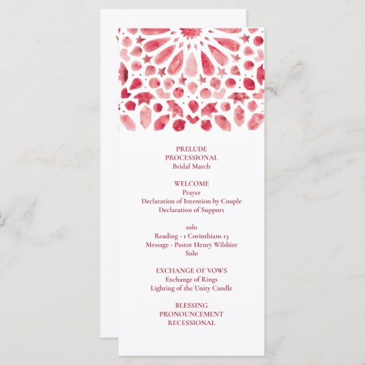 Rotes Aquarellmuster Programm (Vorne/Hinten)