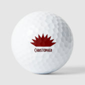 Rotes Art Deco-Kronendesign Golfball (Vorderseite)