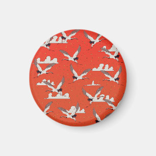 Rotes asiatisches Kranmuster Magnet