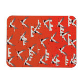 Rotes asiatisches Kranmuster Magnet (Horizontal)