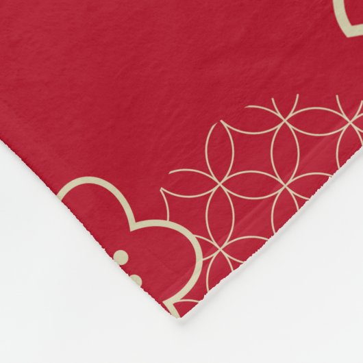 Rotes asiatisches Muster mit Frühlingsblumen Fleecedecke (Ecke)