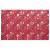 Rotes asiatisches Muster mit Frühlingsblumen Stoff (Yard (91,4 cm))