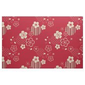 Rotes asiatisches Muster mit Frühlingsblumen Stoff (Fat Quarter (45,7 x 55,9 cm))