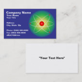 Rotes Atom gegen einen abgestuften Hintergrund Telefonnummerkarte (Vorne/Hinten)