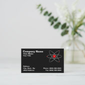 Rotes Atom gegen einen schwarzen Hintergrund Visitenkarte (Stehend Vorderseite)