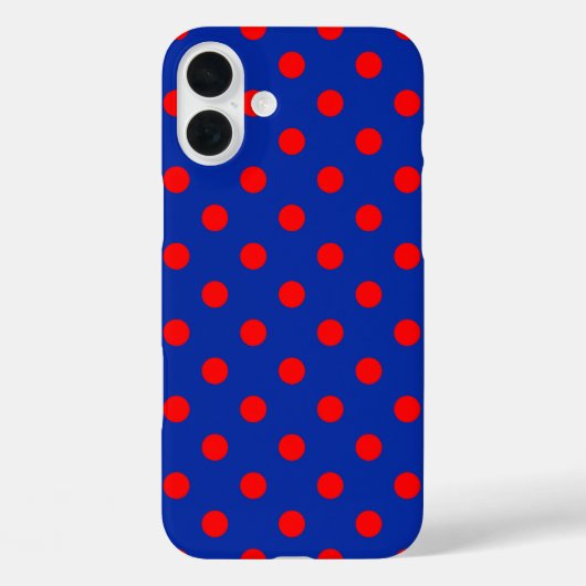 Rotes auf blauem Polka-Punkte-Musterdesign  Case-Mate iPhone Hülle (Rückseite)