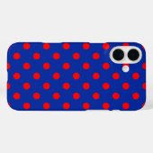 Rotes auf blauem Polka-Punkte-Musterdesign  Case-Mate iPhone Hülle (Rückseite (Horizontal))