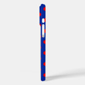 Rotes auf blauem Polka-Punkte-Musterdesign  Case-Mate iPhone Hülle (Rückseite / Links)