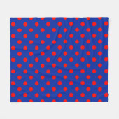 Rotes auf blauem Polka-Punkte-Musterdesign Fleecedecke (Vorderseite (Horizontal))