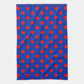 Rotes auf blauem Polka-Punkte-Musterdesign Geschirrtuch (Vertikal)