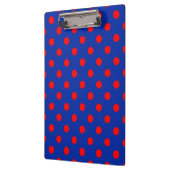 Rotes auf blauem Polka-Punkte-Musterdesign Klemmbrett (Links)