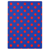 Rotes auf blauem Polka-Punkte-Musterdesign Klemmbrett (Rückseite)