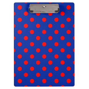 Rotes auf blauem Polka-Punkte-Musterdesign  Klemmbrett