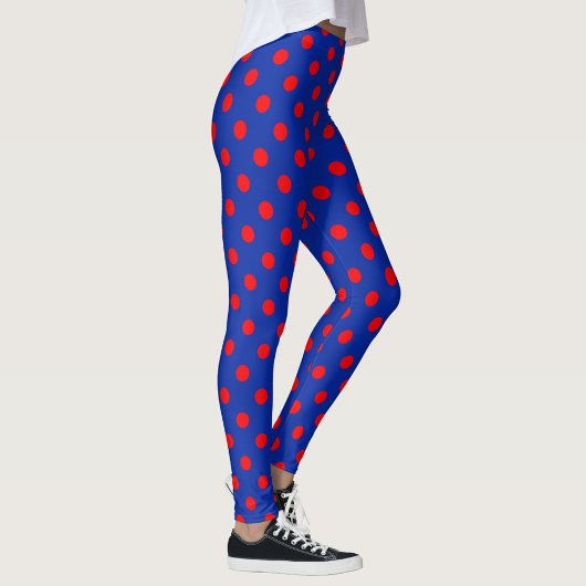 Rotes auf blauem Polka-Punkte-Musterdesign  Leggings