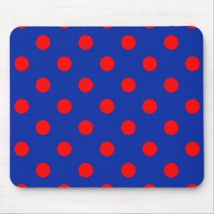 Rotes auf blauem Polka-Punkte-Musterdesign Mousepad