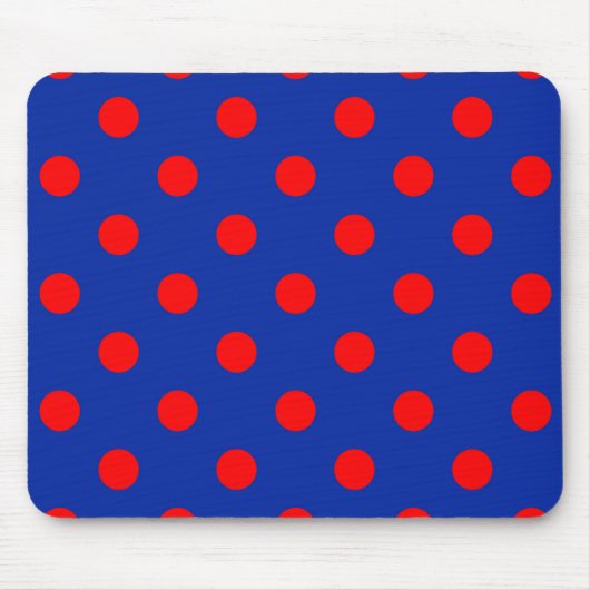 Rotes auf blauem Polka-Punkte-Musterdesign  Mousepad (Vorne)