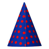 Rotes auf blauem Polka-Punkte-Musterdesign Partyhütchen (Rückseite)