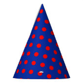 Rotes auf blauem Polka-Punkte-Musterdesign Partyhütchen (Links)
