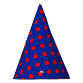 Rotes auf blauem Polka-Punkte-Musterdesign Partyhütchen (Rechts)