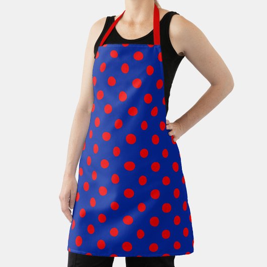 Rotes auf blauem Polka-Punkte-Musterdesign Schürze
