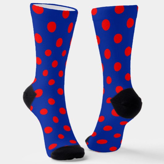 Rotes auf blauem Polka-Punkte-Musterdesign Socken