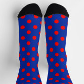 Rotes auf blauem Polka-Punkte-Musterdesign Socken (Oben)