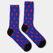 Rotes auf blauem Polka-Punkte-Musterdesign Socken (Rechts)