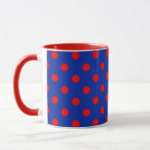 Rotes auf blauem Polka-Punkte-Musterdesign Tasse (Links)