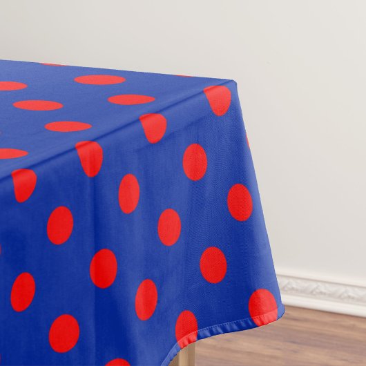Rotes auf blaues Polka-Punkte-Musterdesign  Tischdecke