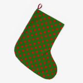 Rotes Auf-Grün-Punkte-Musterdesign Großer Weihnachtsstrumpf (Vorderansicht (hängend))