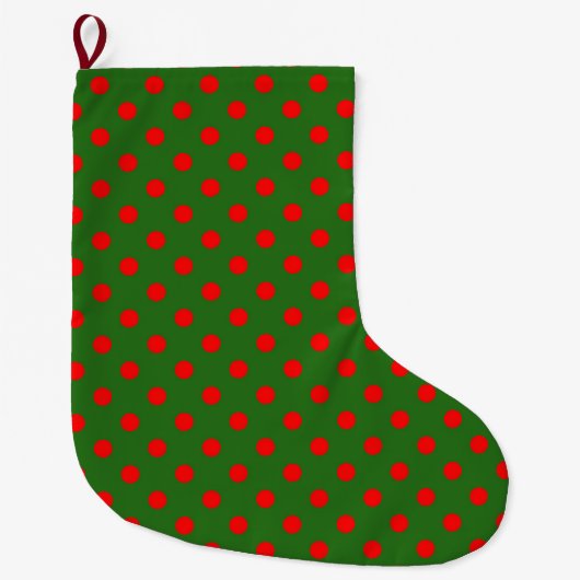 Rotes Auf-Grün-Punkte-Musterdesign Großer Weihnachtsstrumpf (Vorderseite)