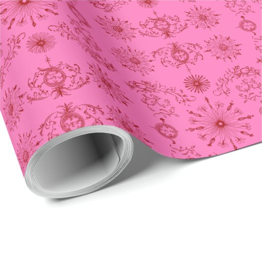 Rotes auf rosa Motiv Geschenkpapier (Rolleneckpunkt)