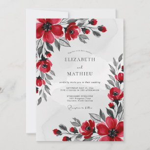 Rotes auffallendes Winterhochzeit Einladung