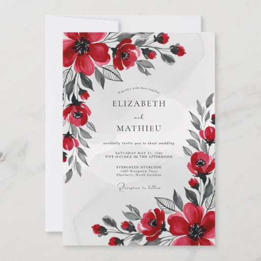 Rotes auffallendes Winterhochzeit Einladung (Vorderseite)