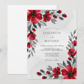 Rotes auffallendes Winterhochzeit Einladung (Vorne/Hinten)