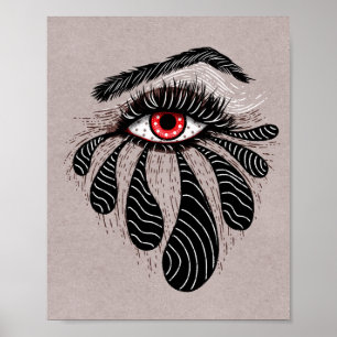 Rotes Auge Schwarze Tränen Gothic Poster