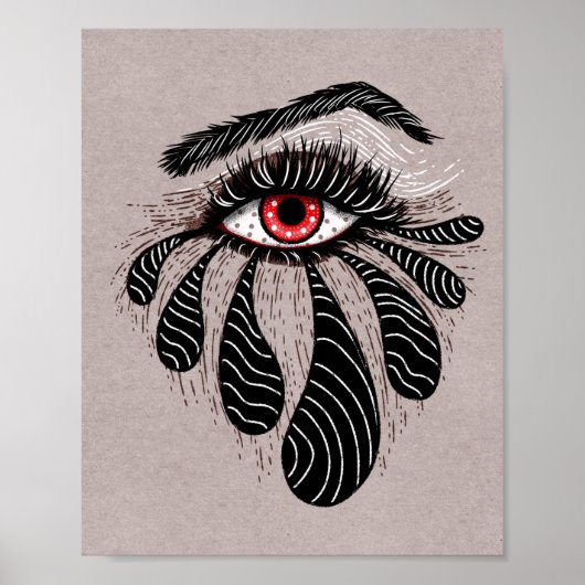 Rotes Auge Schwarze Tränen Gothic Poster (Vorne)