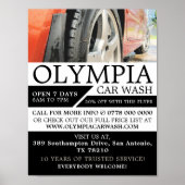 Rotes Auto, Auto abwaschen, Reinigungsservice Werb Poster (Vorne)