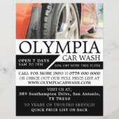 Rotes Auto, Auto Wash, Reinigungsservice Werbung Flyer (Vorne)