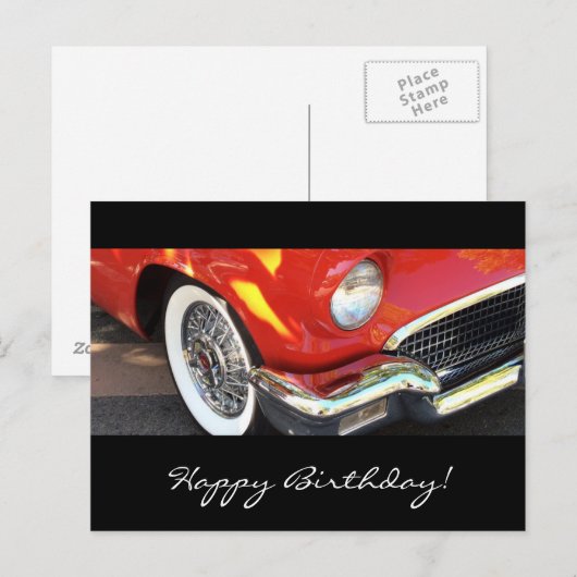 Rotes Auto - Geburtstag Postkarte (Vorne/Hinten)