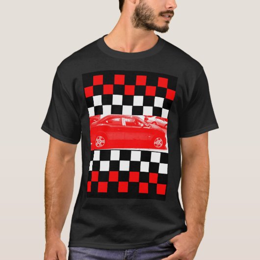 Rotes Auto in der schnellen Bahn 2 T-Shirt (Vorderseite)